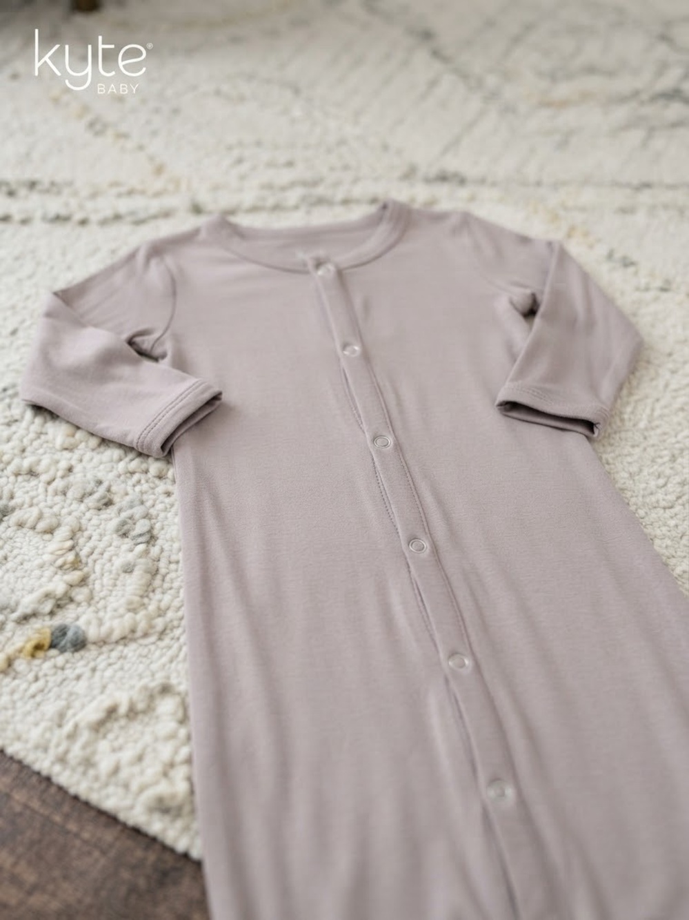 Kyte BABY Mauve Button-Front Long Sleeve Sleep Gown